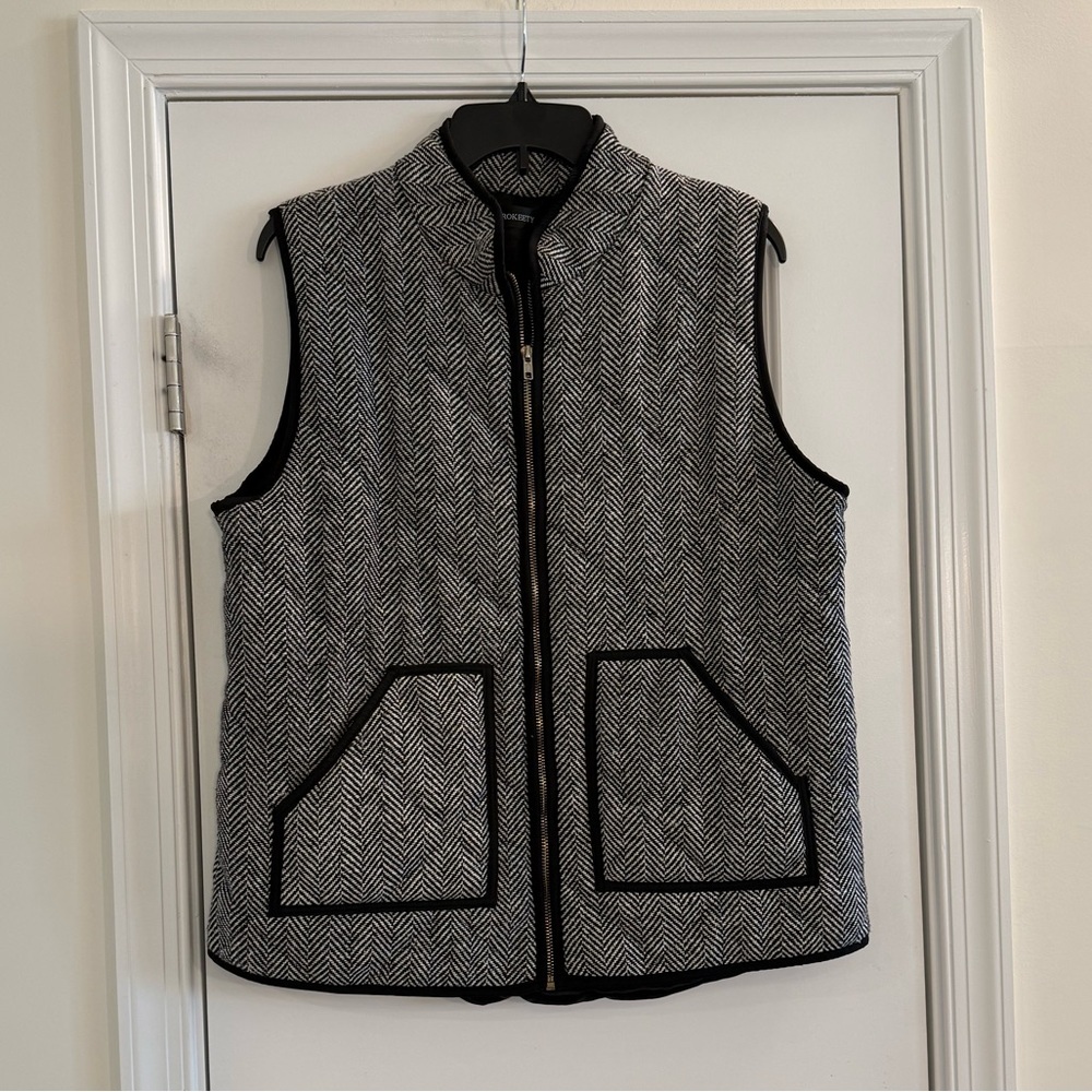 Herringbone Quilted Vest Zip Front Women’s Size XL